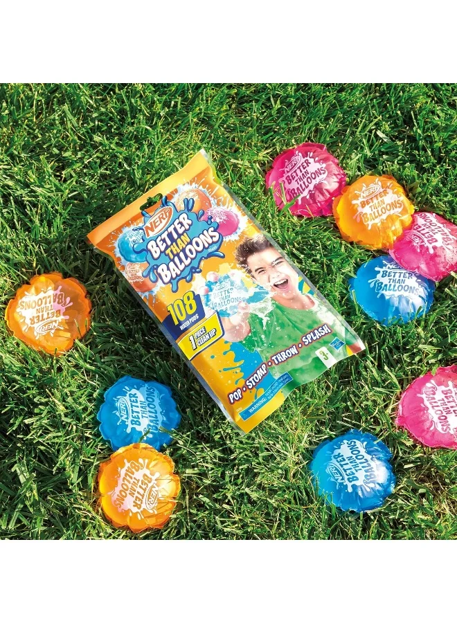 NERF Nerf Better Than Ballons Easy Clean Water Toys, 108 Capsules, Lots of Ways to Play, Backyard Water Fun, Gifts for Kids, Ages 3 and Up