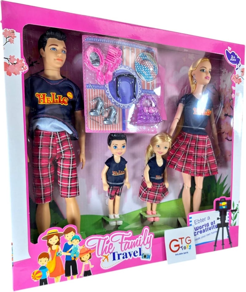 Mini GTGTOYS Family Doll Set with Accessories, Mother and Father Figures
