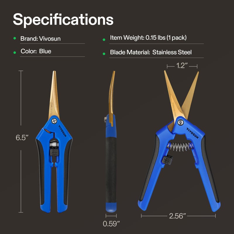 VIVOSUN Curved Gardening Scissors 6.5 Inch Hand Pruner Shear with Titanium Coated Blades 1-Pack - Image 2