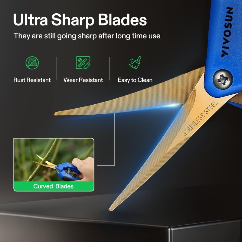 VIVOSUN Curved Gardening Scissors 6.5 Inch Hand Pruner Shear with Titanium Coated Blades 1-Pack - Image 3