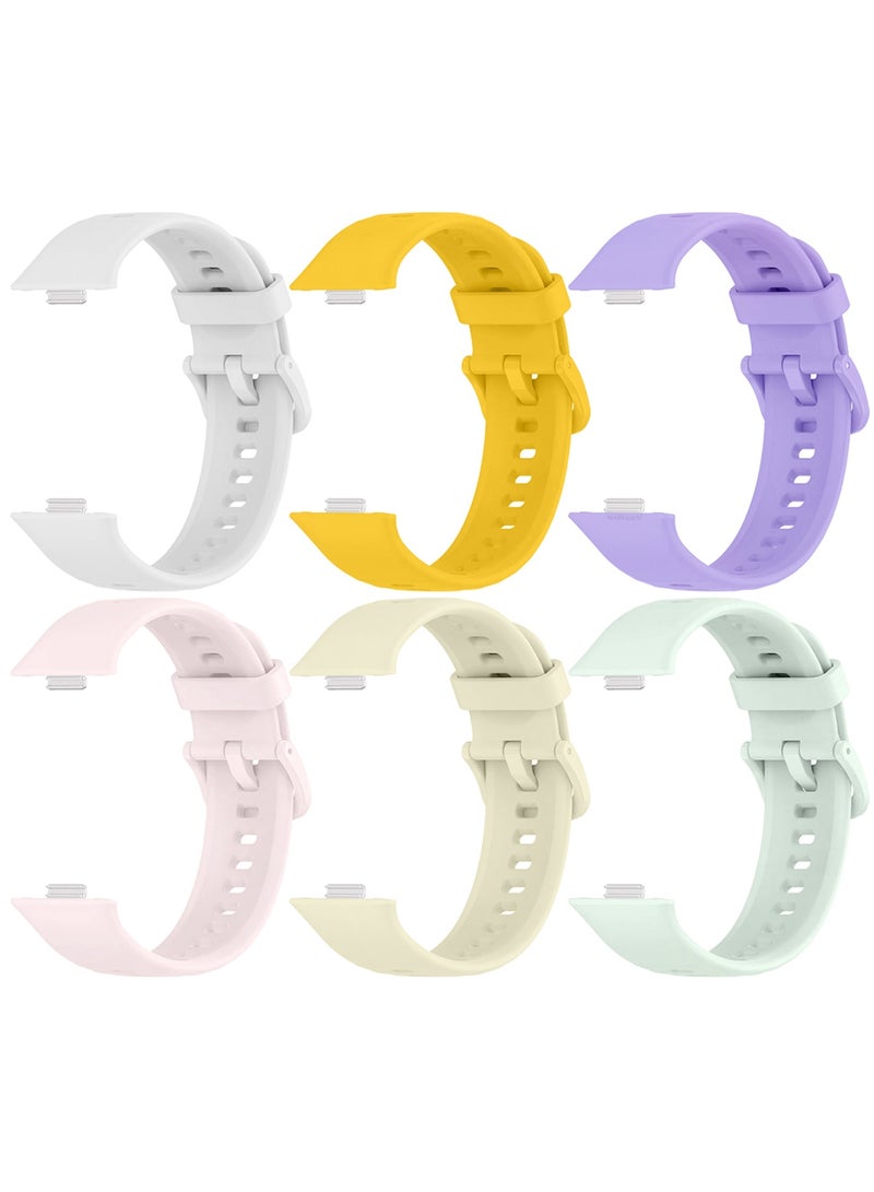 CATANES 6Packs Wristband for Huawei Watch Fit 3/Fit 4/Fit 4 Pro Bands, Silicone Bracelet Quick Release Arm Band, Replacement Smartwatch Band Quick Release Sport Straps - 6 Colours - Image 1