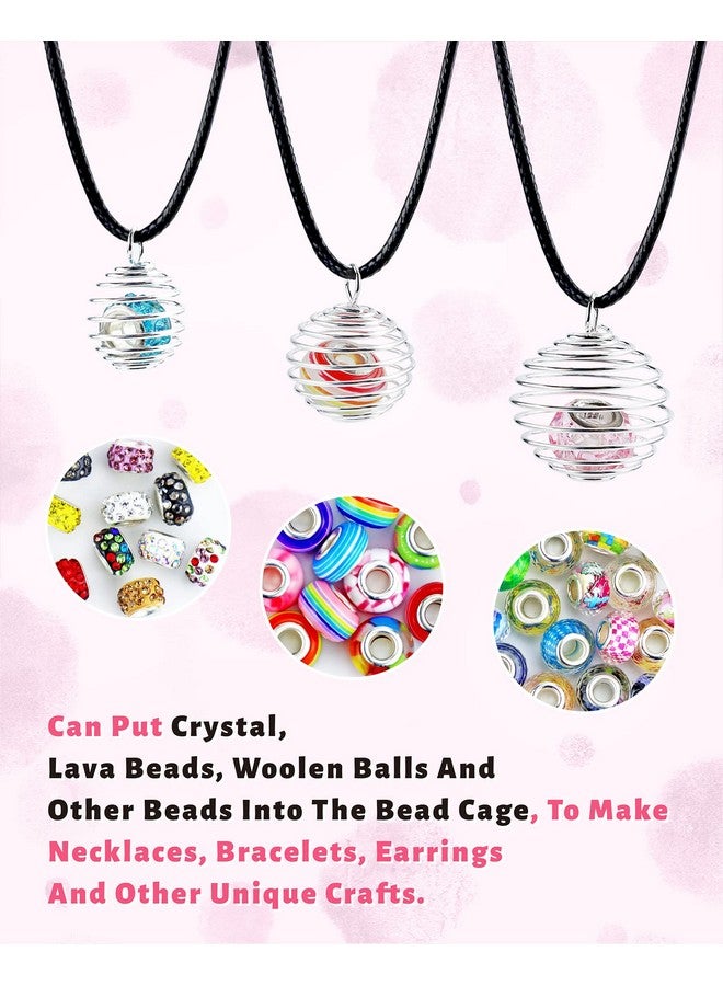 JIALEEY Spiral Bead Cages Pendants 30 Pcs 3 Sizes Silver Plated Stone Holder Necklace Cage Pendants Findings For Jewelry Making And Crafting - Image 4