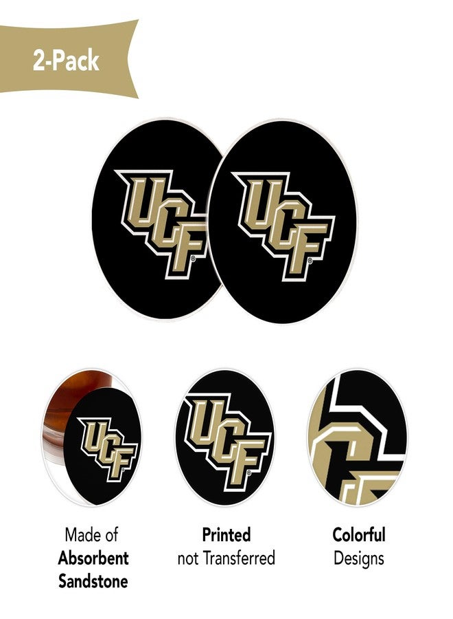 Desert Cactus University of Central Florida Car Accessories UCF Knights Absorbent Sandstone Cup Coasters Licensed Product Set of 2 (Design A) - Image 3
