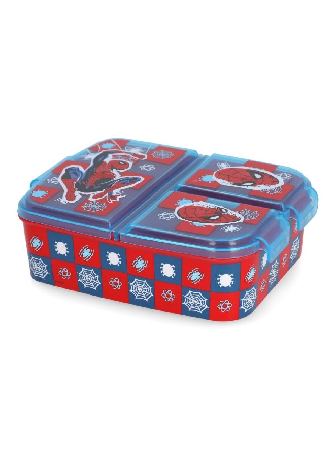 STOR - 3-Compartment Spiderman Theme BPA-Free Airtight Sandwich Box Red and Blue 6.7 x 19.5 x 16.5 cm - Image 1