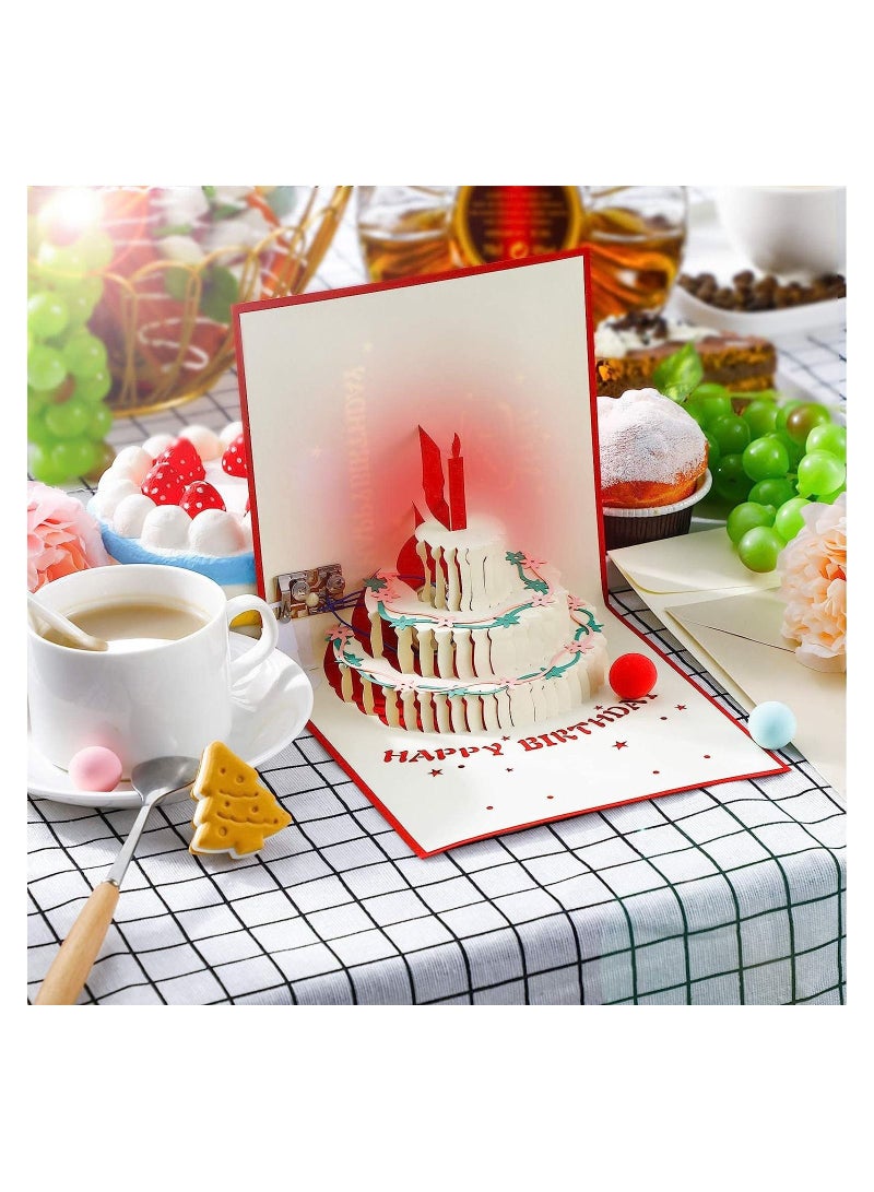 Cool Baby COOLBABY Pop Up Birthday Cards Birthday Pop Up Greeting Cards Laser Cut Happy Birthday Cards Including Envelopes Best For Mom Wife Sister Boy Girl Friend Red（No Light No Music） - Image 2