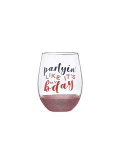 pearhead Partyin’ Like It’S My Birthday Wine Glass Birthday Party Favor Birthday Party Accessory Glitter Wine Glass Birthday Celebration Supplies Great Gift Ideas For Her 15 Oz.  - Image 1