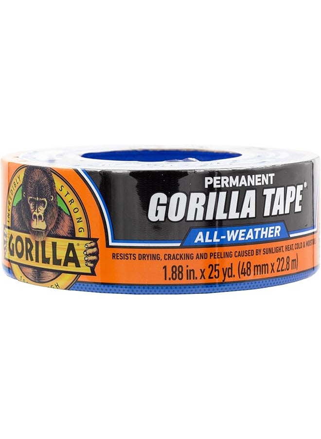 Gorilla Gorilla All Weather Outdoor Waterproof Duct Tape, UV and Temperature Resistant, 1.88" x 25 yd, Black, (Pack of 1)  - Image 1