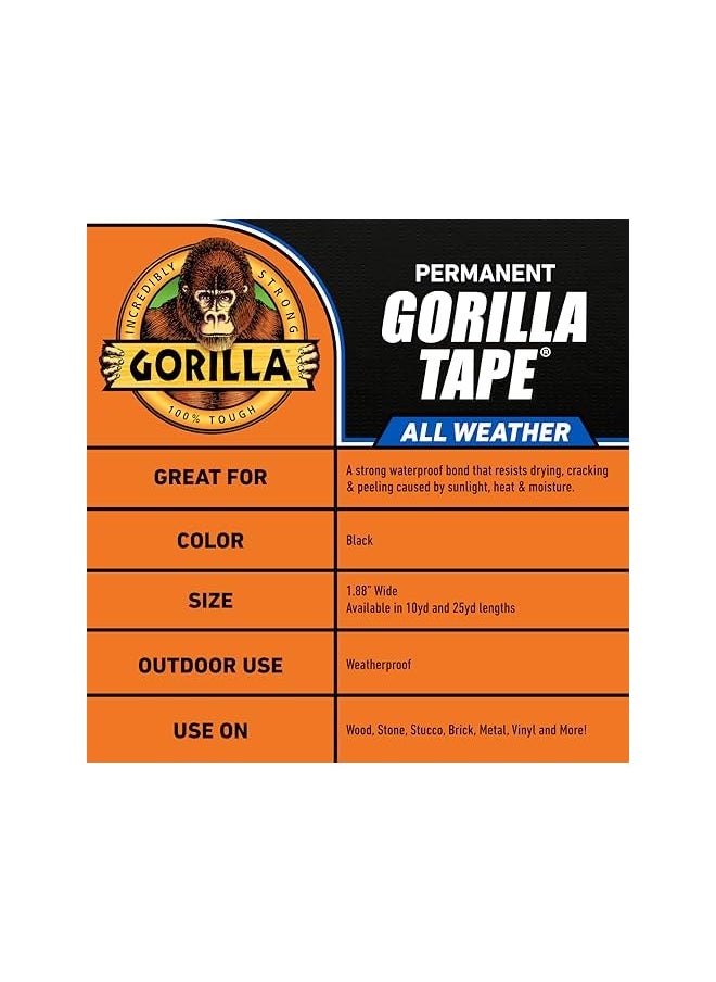 Gorilla Gorilla All Weather Outdoor Waterproof Duct Tape, UV and Temperature Resistant, 1.88" x 25 yd, Black, (Pack of 1)  - Image 5