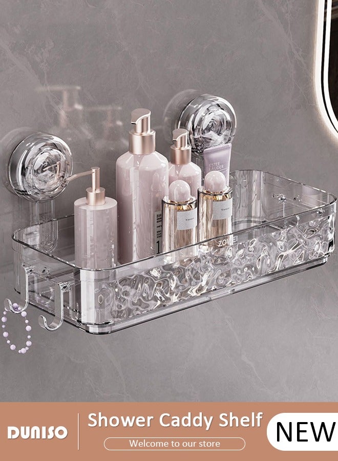 DUNISO Shower Caddy Shelf, Clear Suction Cup Shower Caddy, Portable Removable Shower Caddy with Two Vacuum Suckers, Wall Mounted Organizer, Bathroom Interior Shower Storage Basket  - Image 1