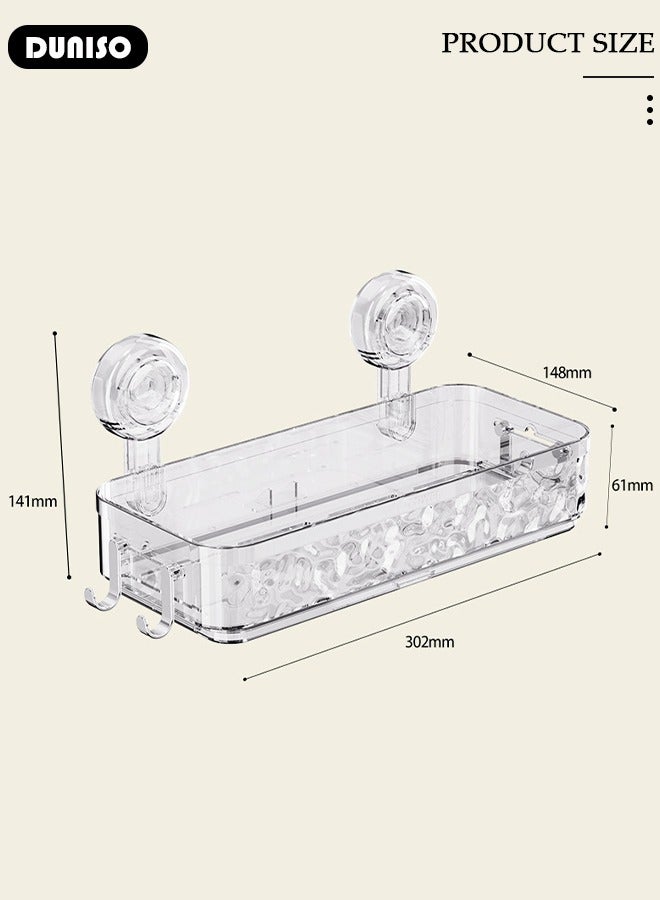 DUNISO Shower Caddy Shelf, Clear Suction Cup Shower Caddy, Portable Removable Shower Caddy with Two Vacuum Suckers, Wall Mounted Organizer, Bathroom Interior Shower Storage Basket  - Image 4
