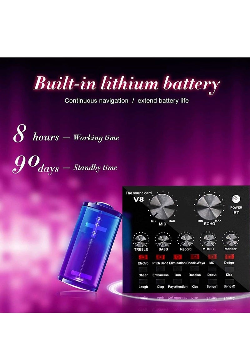 ELTRAZONE Microphone,Live Sound Card & BM800 Suspension Microphone Kit Broadcasting Recording Condenser Microphone Set Intelligent Volume Audio Mixer Sound Card for Computer PC Live Sound - Image 4