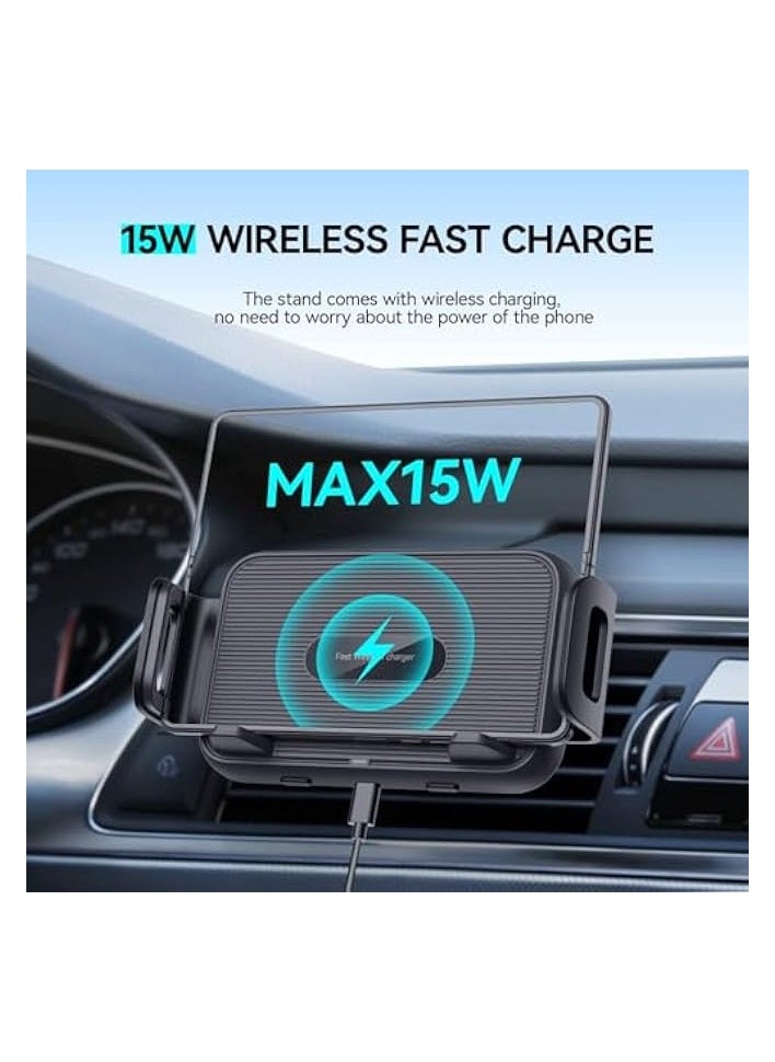 erorex 15W Qi Wireless Car Charger Mount Holder for Samsung Galaxy Z Fold 4, Auto Clamping Fast Charge Car Mount for Galaxy Z Fold 4/Fold 3/Fold 2, Galaxy Z Flip 4/Flip 3 5G,for iPhone 14 13 Pro Max  - Image 2