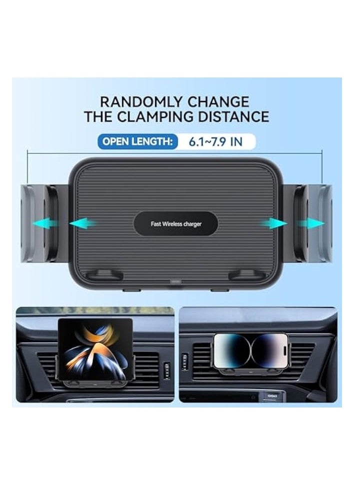 erorex 15W Qi Wireless Car Charger Mount Holder for Samsung Galaxy Z Fold 4, Auto Clamping Fast Charge Car Mount for Galaxy Z Fold 4/Fold 3/Fold 2, Galaxy Z Flip 4/Flip 3 5G,for iPhone 14 13 Pro Max  - Image 4