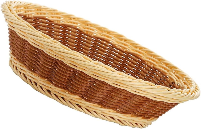 VOSAREA Fake Rattan Fruit Basket Desk Sundries Storage Basket 30x9cm Dual Color Multipurpose Kitchen and Dining Organizer Home Use - Image 1