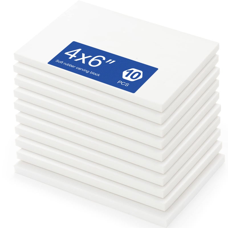 Falling In art Falling in Art White Rubber Carving Block 4 x 6 Easy Cut Lino Blocks Soft Linoleum Block for Printmaking Stamps Crafts10 Pack 