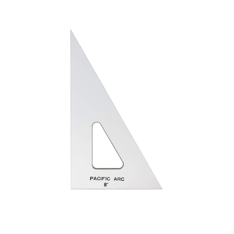 Pacific Arc Drafting Triangle 8inch 306090 Degrees Clear Acrylic Plain Edge