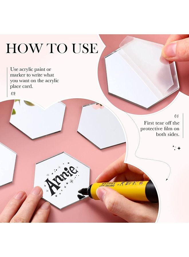 LAMSIT IBDAA Acrylic Hexagon 3mm Thick Pack of 16 Silver Mirror 18.4 x 16.9 cm - Image 3