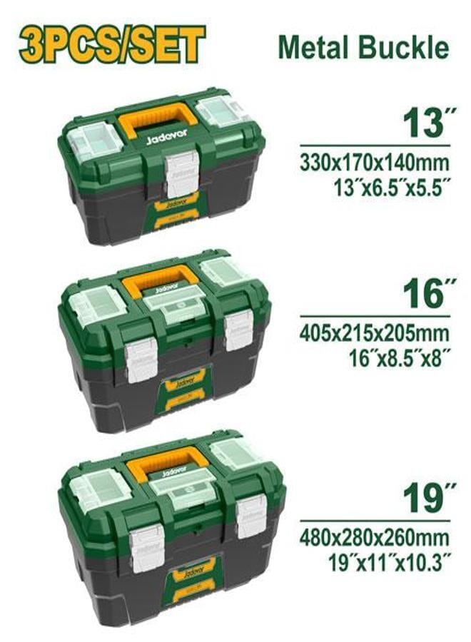 Jadever 3 Pcs Plastic Tool Boxes Set ( 13.16.19 ) Jdtb4103