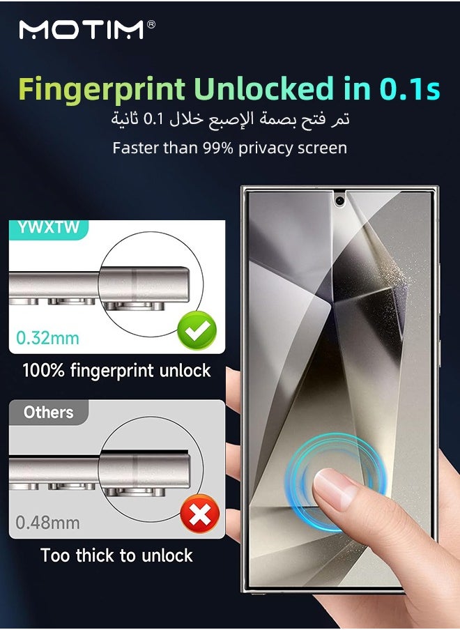 Motim 2 PCS Samsung S24 Ultra Privacy Screen Protector, Tempered Glass Film, Anti-Spy, Fingerprint Unlock, Anti-Drop, Anti-scratch, Samsung S24 ULTRA Glass Screen Protector, Easy Installation  - Image 2