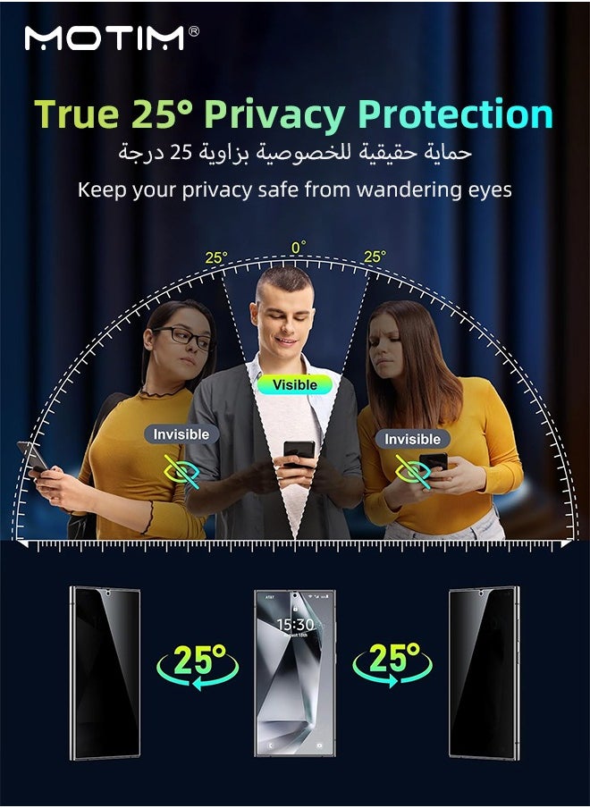 Motim 2 PCS Samsung S24 Ultra Privacy Screen Protector, Tempered Glass Film, Anti-Spy, Fingerprint Unlock, Anti-Drop, Anti-scratch, Samsung S24 ULTRA Glass Screen Protector, Easy Installation  - Image 3
