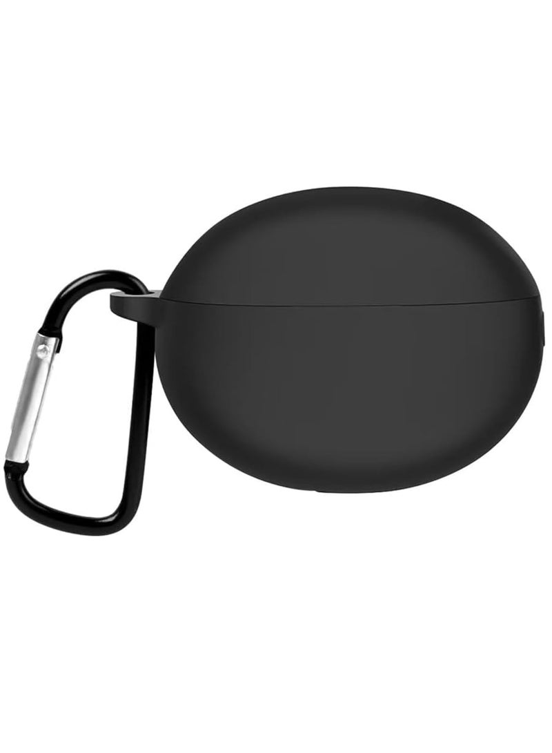 Silicone Case for Huawei Freebuds 6i  , Slim Shockproof Anti-Scratch Protective Cover with Carabiner No Odor (Black, Huawei Freebuds 6i) - Image 1