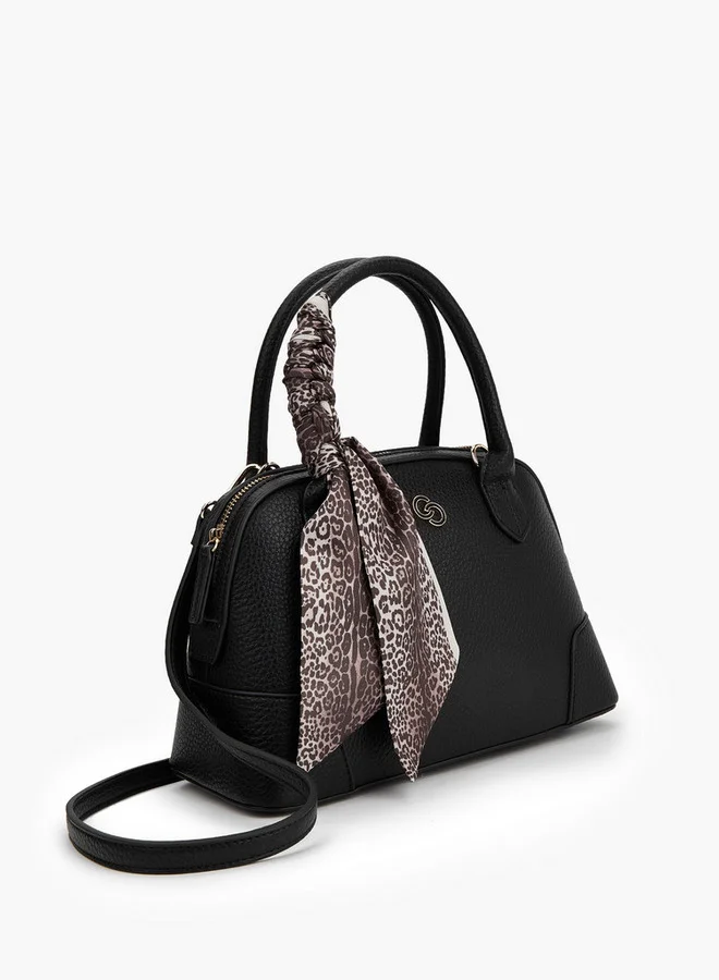 Celeste Solid Tote Bag with Double Handle and Scarf Accent