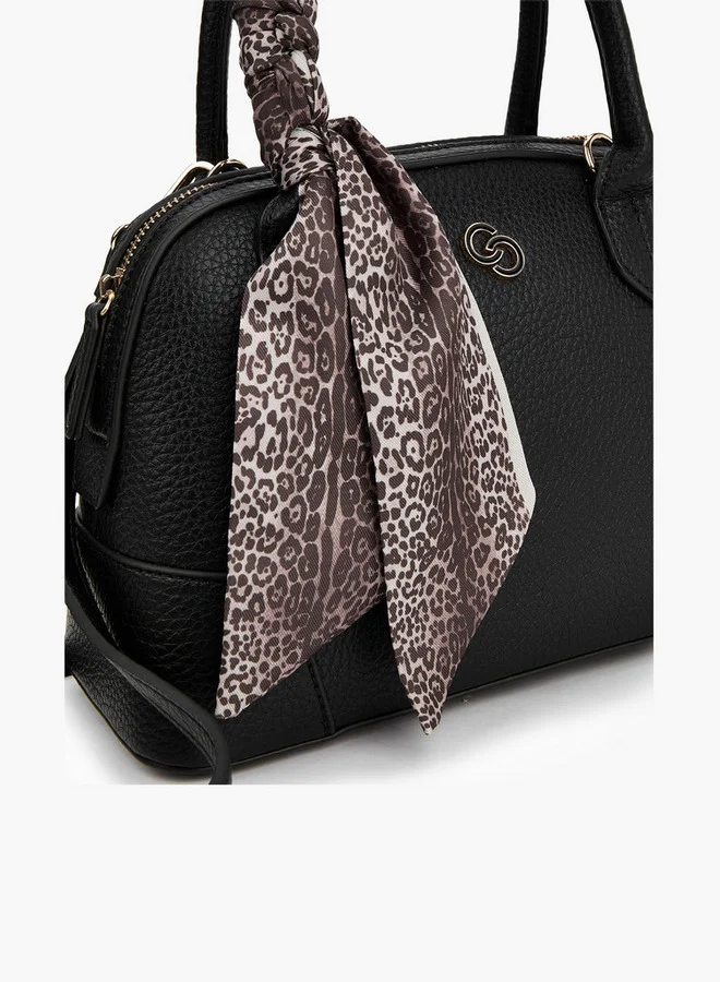 Celeste Solid Tote Bag with Double Handle and Scarf Accent