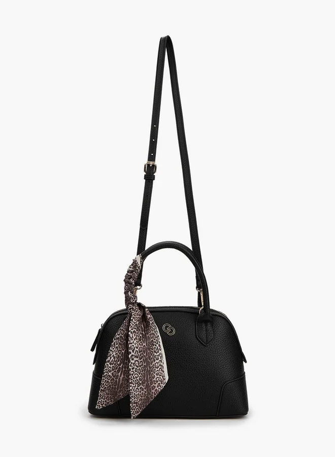 Celeste Solid Tote Bag with Double Handle and Scarf Accent
