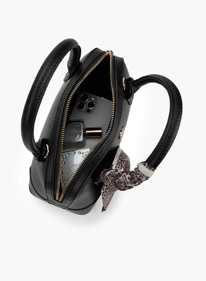 Celeste Solid Tote Bag with Double Handle and Scarf Accent