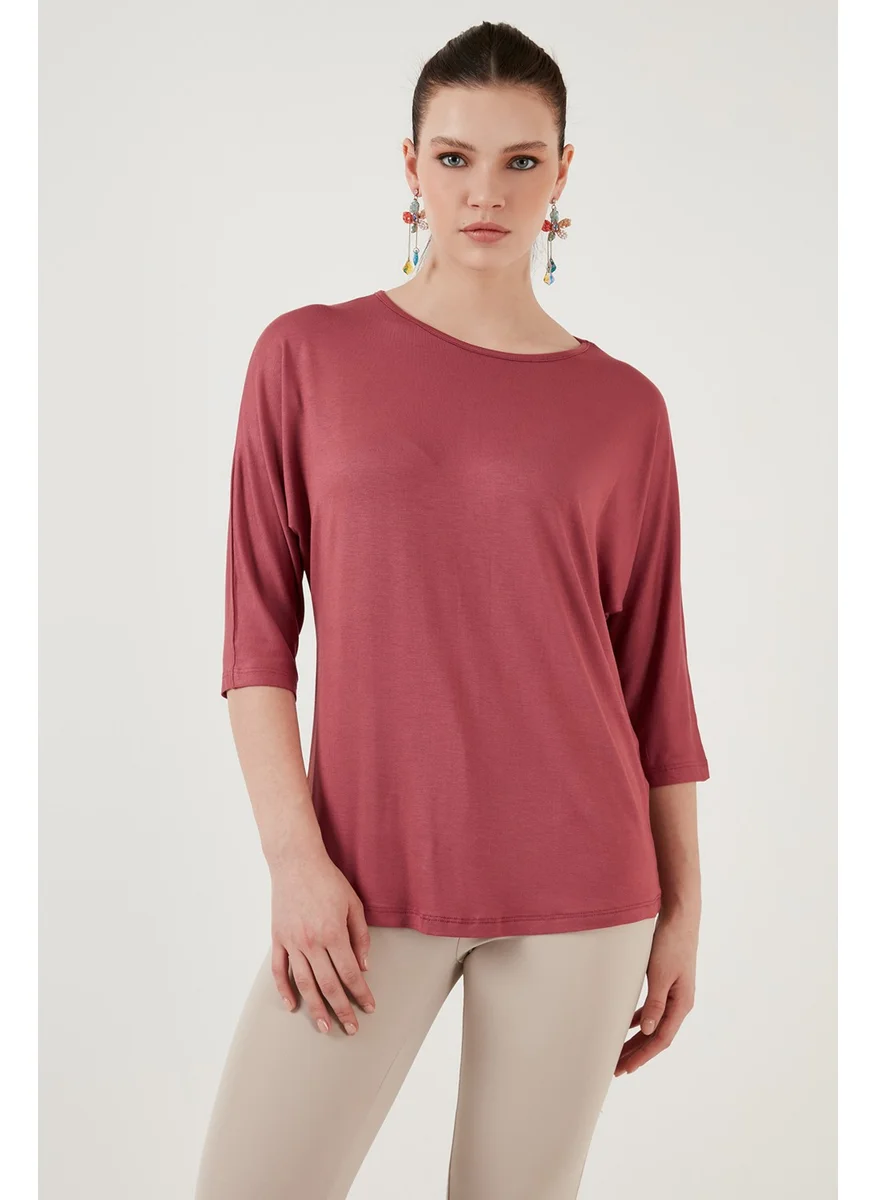 Lela Crew Neck Three Quarter Sleeve Blouse Women's Blouse 5861416Y