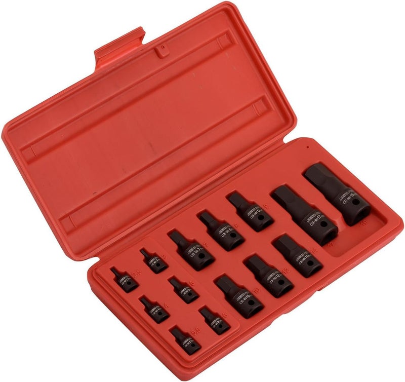 NEIKO 01141B Allen-Bit Socket Set, Metric Socket Set, 2.5 mm to 19 mm, 1/4-Inch, 3/8-Inch, and 1/2-Inch Drive, CrMo Steel, Impact-Grade, 14-Piece Set - Image 2
