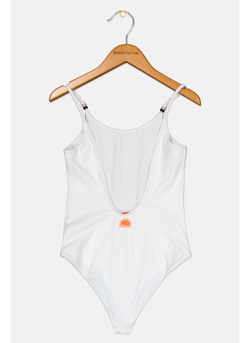 Sundek - Kids Girl Brand Logo One Piece Swimsuit, White - Image 1