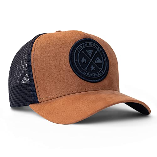 Urban Effort Tucker Hats for Men - Mesh Back Cap Women Baseball Hat 5-Panel-Great Baseball Snapback Closure (Brown) - Image 1
