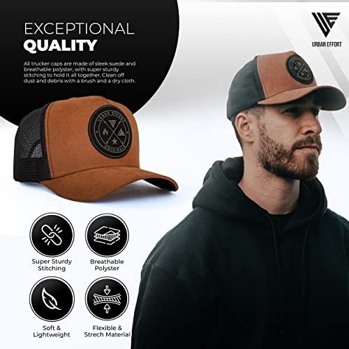 Urban Effort Tucker Hats for Men - Mesh Back Cap Women Baseball Hat 5-Panel-Great Baseball Snapback Closure (Brown) - Image 2