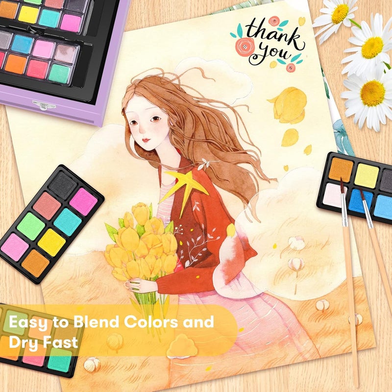 iBayam Stocking Stuffers for Kids Teens Adults, Birthday Party Art Supplies, Christmas Gifts for Teenagers, 150-Pack Wooden Art Set Crafts Drawing Painting Kit with 1 Coloring Book, 2 Sketch Pads - Image 5