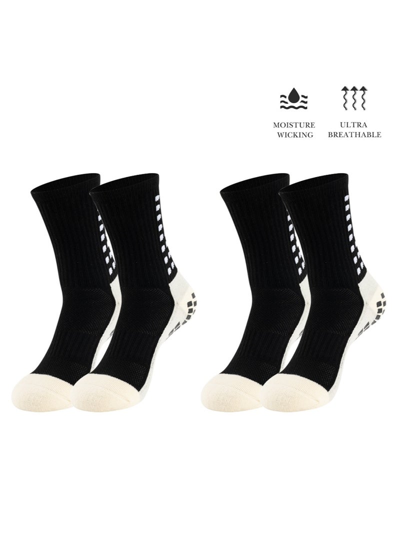 2 Pair Grip Soccer Socks Anti Slip Non Slip Men's Athletic Socks for Football Basketball Sports, - Image 1