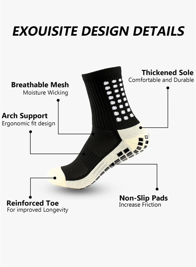 2 Pair Grip Soccer Socks Anti Slip Non Slip Men's Athletic Socks for Football Basketball Sports, - Image 2