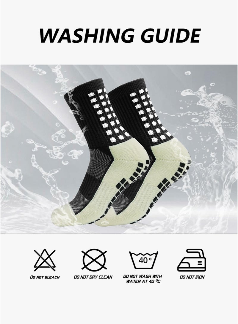 2 Pair Grip Soccer Socks Anti Slip Non Slip Men's Athletic Socks for Football Basketball Sports, - Image 3