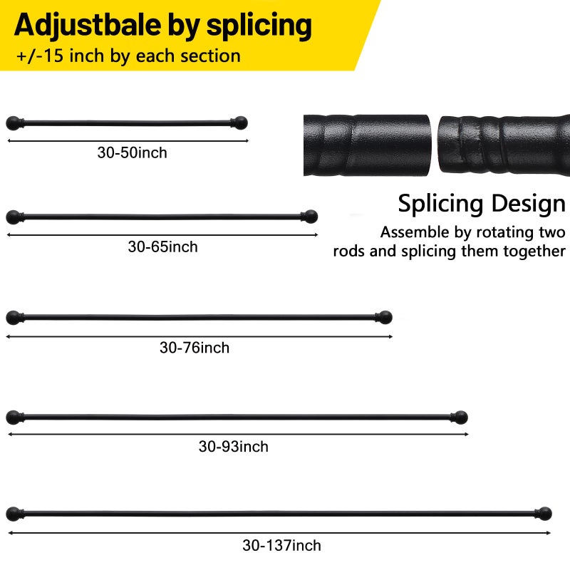 CALCHELE 2 Pack Black Curtain Rods for Windows 28 to 48 inch, 5/8 inch Small Cafe Window Curtain Rods, Short Drapery Rod for Bedroom Kitchen (Sizeï¼š30-50 Inch, Matte Black) - Image 5