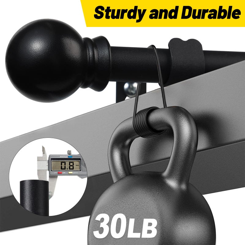 CALCHELE 2 Pack Black Curtain Rods for Windows 28 to 48 inch, 5/8 inch Small Cafe Window Curtain Rods, Short Drapery Rod for Bedroom Kitchen (Sizeï¼š30-50 Inch, Matte Black) - Image 2
