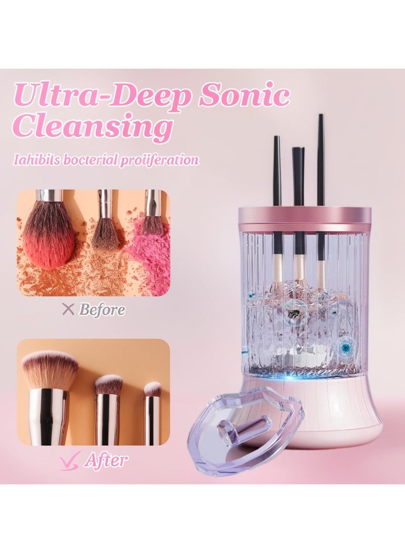 منظف فرشات مكياج كهربائي محمول القابل للشحن Spinner تلقائي مع تشغيل بضغطة واحدة لجميع أحجام فرشات مكياج الجمال - Image 3
