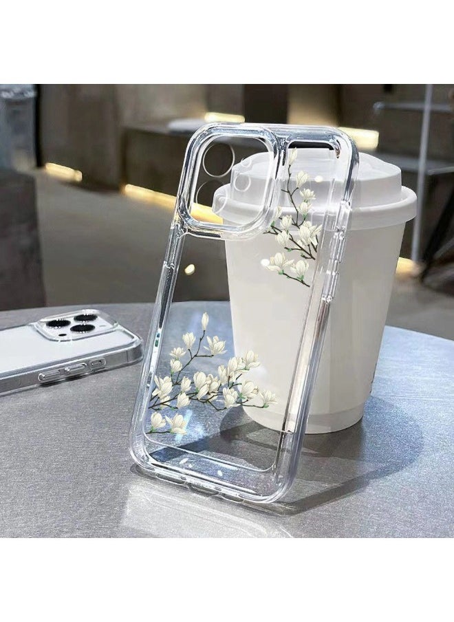 ShebSheb Designed for iPhone 16 Case ,Clear Flower Soft & Flexible Shockproof Floral Women Phone Cover 