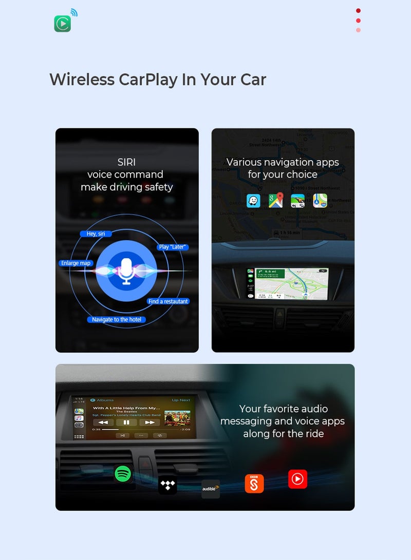 OTTOCAST U2 Air Wireless CarPlay Adapter CarPlay Dongle Activator Bluetooth USB Multimdia Player for Audi Toyota Volkswagen