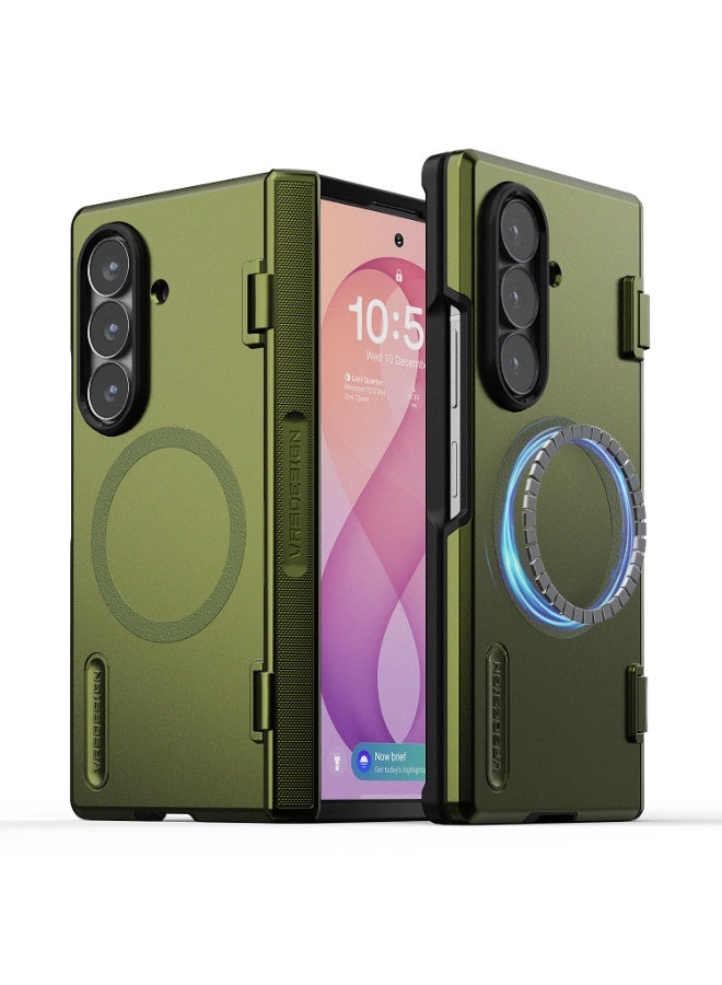 VRS Design Terra Guard Modern Samsung Galaxy Z Fold 8 Ultra Case Cover [MagSafe Compatible] with Flex Hinge Protection - Tactical Olive
