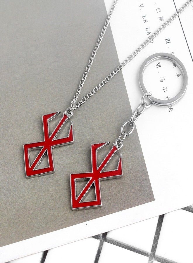 قلادة Buildcon قطعتين للرجال، سلسلة أنمي مع قلادة حمراء وسوداء للنساء، إكسسوار تنكري أنيق، طقم قلادة أنمي وسلسلة سوداء - Image 4