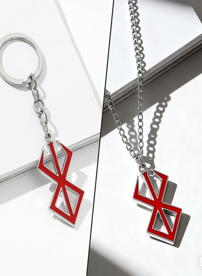 قلادة Buildcon قطعتين للرجال، سلسلة أنمي مع قلادة حمراء وسوداء للنساء، إكسسوار تنكري أنيق، طقم قلادة أنمي وسلسلة سوداء - Image 3