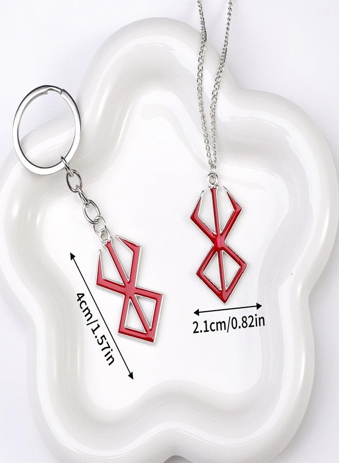 قلادة Buildcon قطعتين للرجال، سلسلة أنمي مع قلادة حمراء وسوداء للنساء، إكسسوار تنكري أنيق، طقم قلادة أنمي وسلسلة سوداء - Image 2