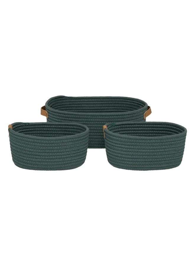 Five Simply Smart 3-Piece Duo Bathroom Basket Ficus Green and Brown 12 x 25 x 35 cm 204911B