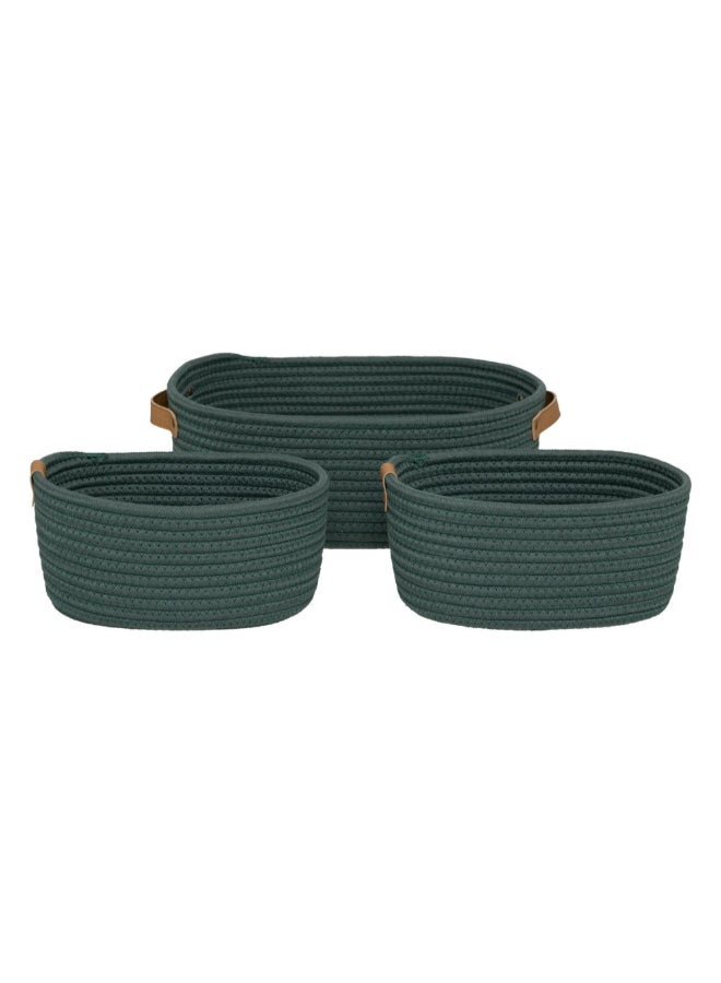 Five Simply Smart 3-Piece Duo Bathroom Basket Ficus Green and Brown 12 x 25 x 35 cm 204911B - Image 1