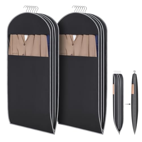 KEEGH Space Saving Hanging Garment Bag with Self Compression Zipper 50 Inch, Compression Garment Bags for Hanging Clothes with Clear Window, Suit Bags for Closet Storage (2 Pack) - Image 1